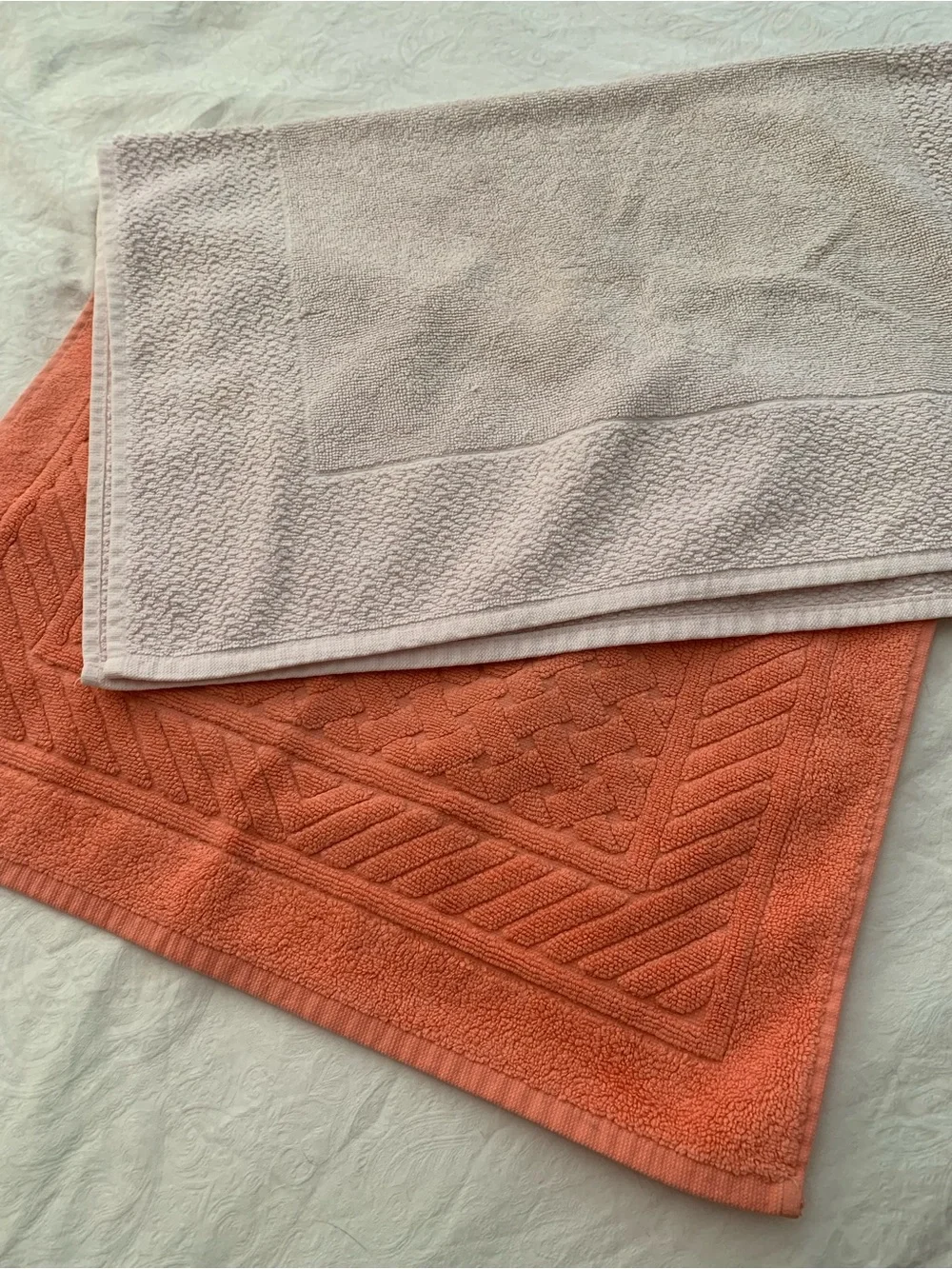 Plush Coral Bath Mat towel with Footprint Texture